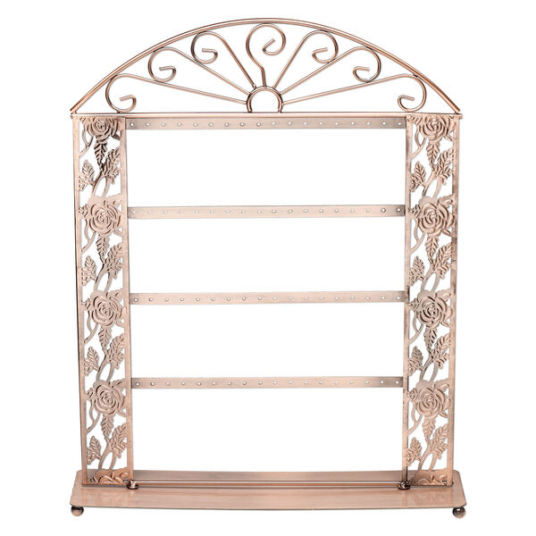 Display, earring, antique copper-finished steel, 15 x 12 x 3-inch rectangle with roses, holds 36 pairs. Sold individually. image number 0