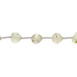 Prehnite 1pkg16, hand-cut faceted puffed teardrop bead natural 6x6mm-7x7mm