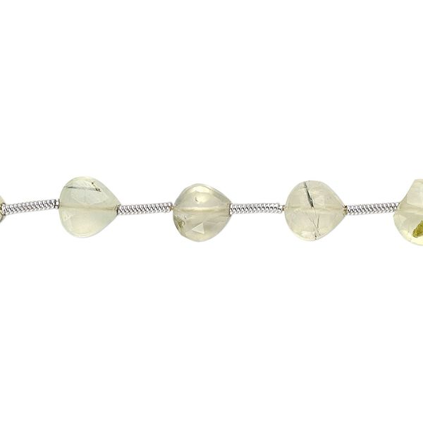 Prehnite 1pkg16, hand-cut faceted puffed teardrop bead natural 6x6mm-7x7mm image number 0