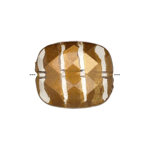 Bead, painted acrylic, semitransparent clear and brown, 23x20mm faceted rounded rectangle. Sold per pkg of 40. image number 0
