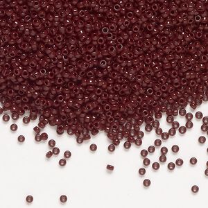Seed bead, Miyuki, glass, pkg/35g, #15 rocaille, opaque dark brown (RR-409).