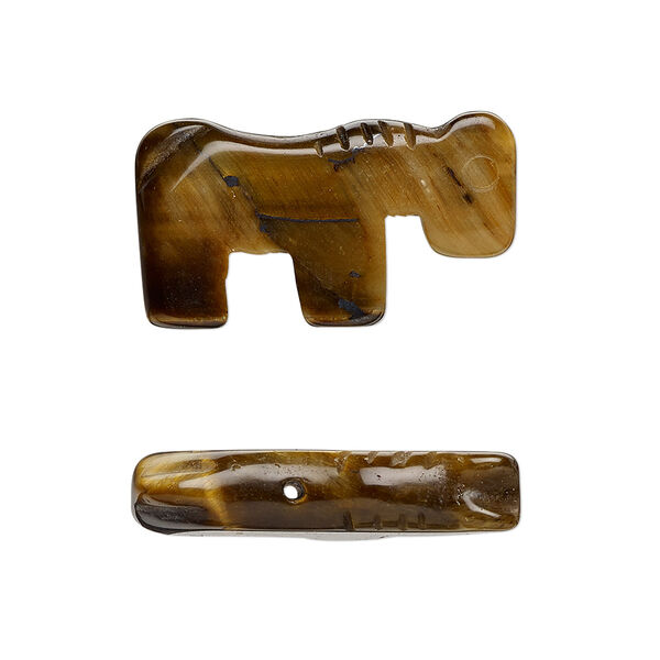 Tigereye 1pkg2, hand-cut horse bead natural B grade, 24x13mm image number 0