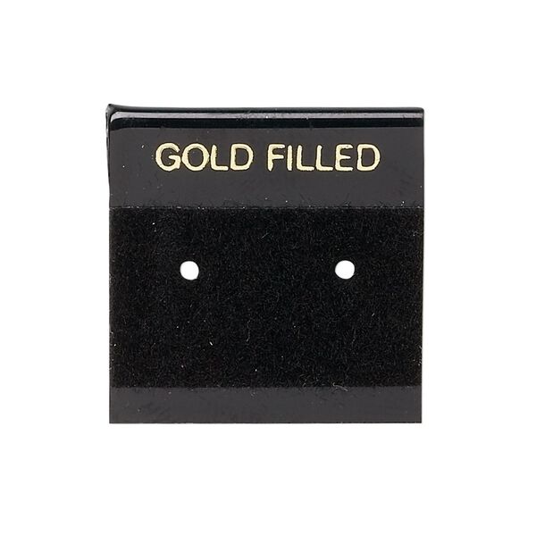 Earring card, flocked plastic, black and gold, 1x1-inch square with "GOLD FILLED." Sold per pkg of 100. image number 0
