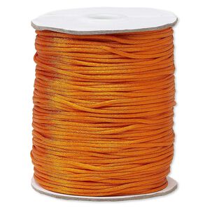 Cord, Satinique™, satin, orange, 1.5mm small. Sold per 400-foot spool.