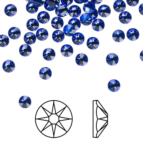 Flat back 144pk majestic blue foil back, Crystal Passions® 3.8-4mm rose round SS16 2088 image number 0