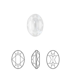Fancy stone 1pk crystal electric white ignite LacquerPRO, Crystal Passions® 14x10mm oval 4120