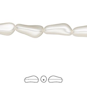 Pearl 10pk white, Crystal Passions® 14x6mm baroque elongated 5844