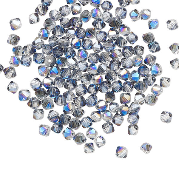 Bead, glass, translucent crystal light blue, 3mm faceted bicone. Sold per pkg of 144 (1 gross). image number 0