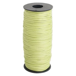 Cord, waxed cotton, lemon green, 2mm, 50+ pound test. Sold per 100-meter spool.