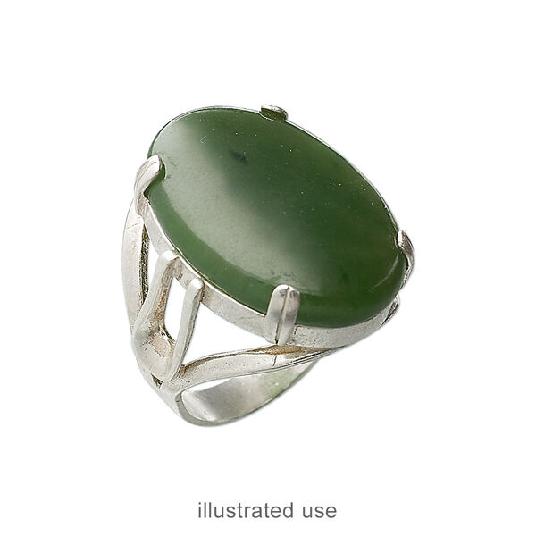 Ring, sterling silver, 25x18mm 4-prong oval setting, size 7. Sold individually. image number 1