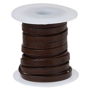 Cord, leather (dyed), dark brown, 4mm. Sold per 5-yard spool.