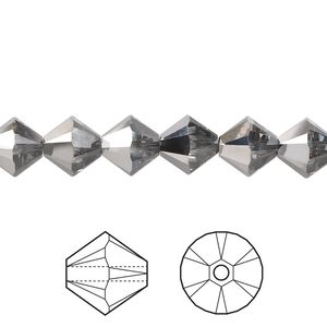 Bead 12pk crystal silver night, Crystal Passions® 8mm bicone 5328