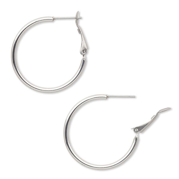 Earring, stainless steel, 30mm round hoop. Sold per pair. image number 0
