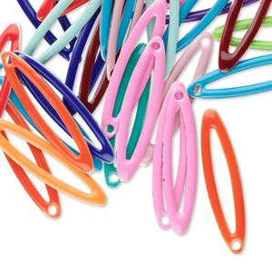 Drop mix, epoxy and silver-plated brass, mixed colors, 24x5mm double-sided open marquise. Sold per pkg of 40.