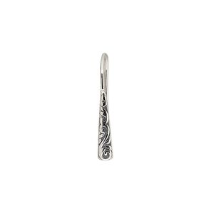Ear wire fishhook 1pkg2 sterling silver, 21mm textured design, 20 gauge antiqued 1 pair