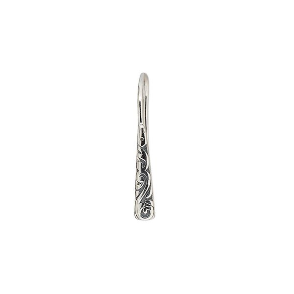 Ear wire fishhook 1pkg2 sterling silver, 21mm textured design, 20 gauge antiqued 1 pair image number 0