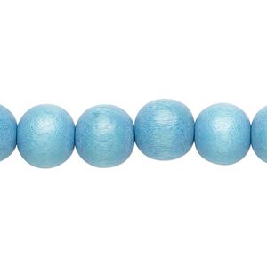 Bead 1pkg1, Taiwanese cheesewood (dyed / waxed), sky blue, 9-10 round, 15-1/2 to 16 inches.