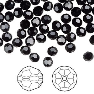 Bead 720pk jet, Swarovski® 5mm round 5000