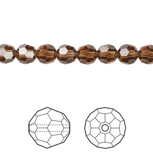 Bead 1pkg360 smoked topaz, Swarovski® ReCreated™, 6mm round 5000