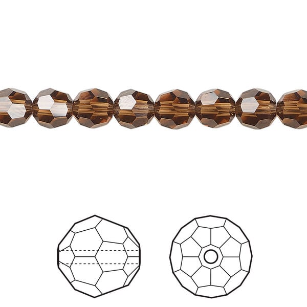 Bead 1pkg360 smoked topaz, Swarovski® ReCreated™, 6mm round 5000 image number 0