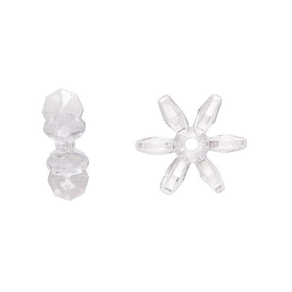 Bead, acrylic, transparent clear, 14x5mm paddle wheel. Sold per pkg of 500. image number 0