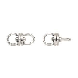 Link, JBB Findings, antique silver-plated brass, 16x7.5mm with center swivel. Sold per pkg of 2.