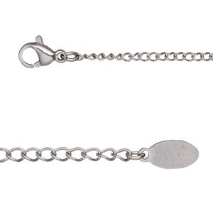 Chain 1pkg1 curb, 1.9mm / lobster claw clasp, stainless steel 18 inch