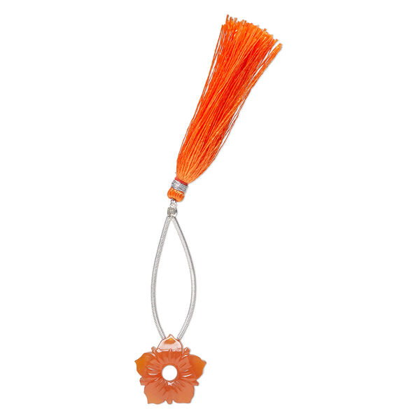 Carnelian 1pkg1, hand-cut top-drilled carved flower bead B grade, 20x20mm image number 1