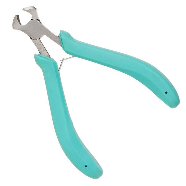 Pliers, end-cutter, steel and thermoplastic rubber, teal, 4-3/4 inches. Sold individually. image number 0