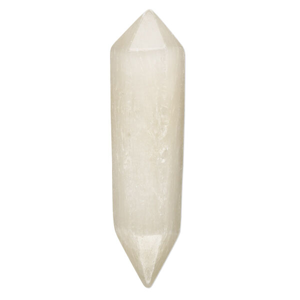 Component, golden selenite (waxed), 39x9mm-42x10mm hand-cut undrilled double terminated point, B grade, Mohs hardness 2 to 2-1/2. Sold individually. image number 0