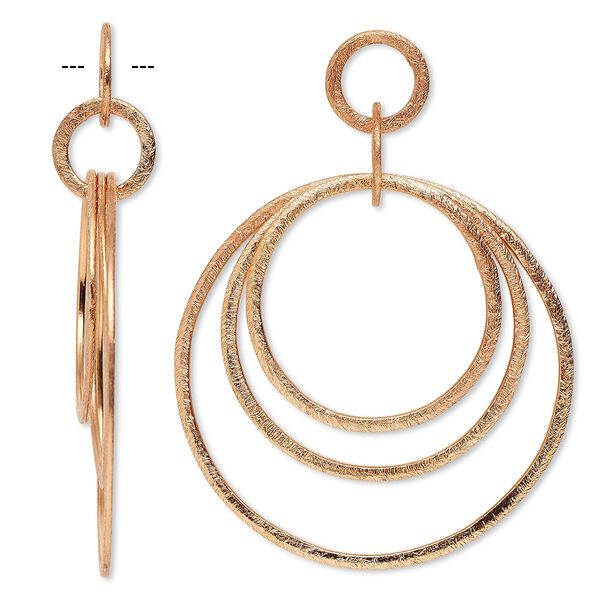 Focal, copper, 64x47mm with 12-47mm graduated textured flat circle. Sold per pkg of 2. image number 0