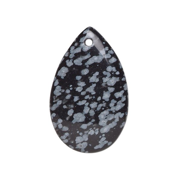 Snowflake obsidian 1pkg1, hand-cut teardrop focal natural 31x20mm image number 0