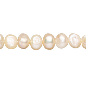 Freshwater pearl 1pkg1, flat-sided potato, 15 inch apricot 7-9mm cultured