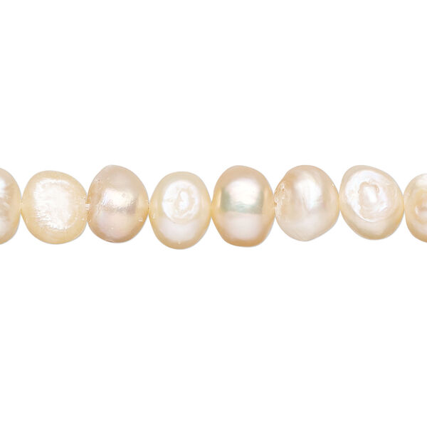 Freshwater pearl 1pkg1, flat-sided potato, 15 inch apricot 7-9mm cultured image number 0