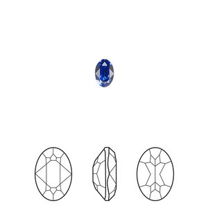 Fancy stone 4pk majestic blue foil back, Crystal Passions® 6x4mm oval 4120