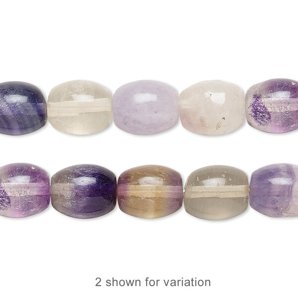 Bead, rainbow fluorite (natural), 10x8mm oval, B grade, Mohs hardness 4. Sold per 15-1/2" to 16" strand. image number 0