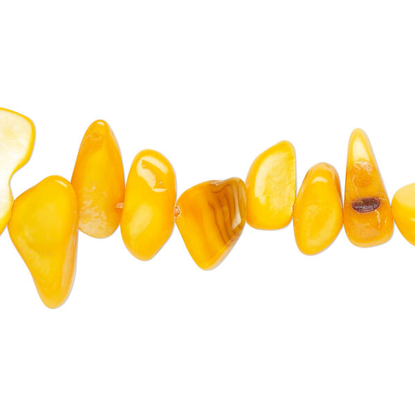 Bead, mother-of-pearl shell (dyed), yellow-orange, small to extra-large chip, Mohs hardness 3-1/2. Sold per 30-inch strand. image number 0