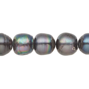 Freshwater pearl 1pkg1, semi-round, 15 inch dark peacock 10-11mm cultured
