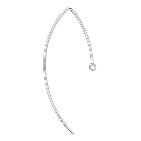 Ear wire, sterling silver, 24mm smooth marquise with closed loop, 20 gauge. Sold per pair. image number 0