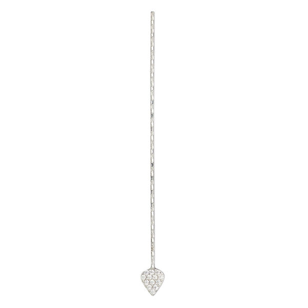 Paddle pin, cubic zirconia and rhodium-plated sterling silver, clear, 2-inch diamond-cut twisted with 5.5x5mm teardrop, 22 gauge. Sold individually. image number 0