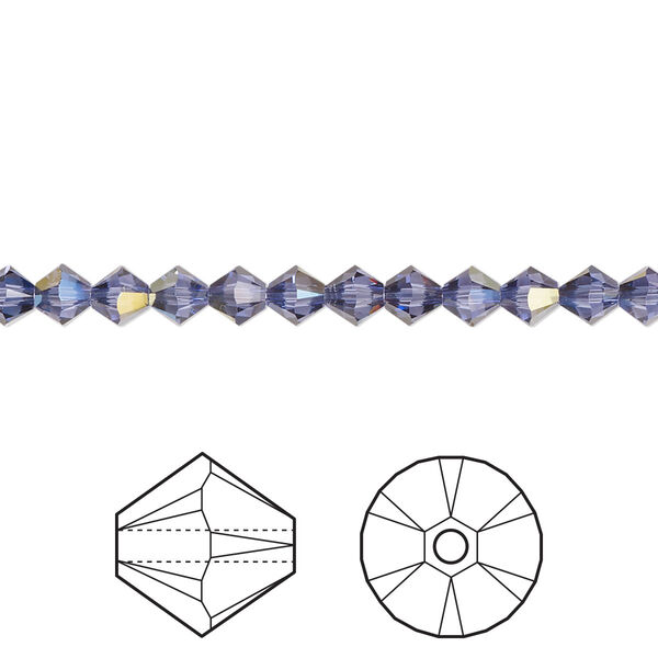 Bead 144pk tanzanite starlight, Crystal Passions® 4mm bicone 5328 image number 0