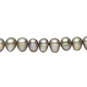 Freshwater pearl 1pkg1, rice C grade, 15 inch moss 6x5mm-8x6mm cultured