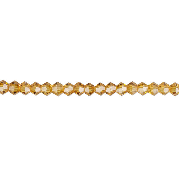 Bead 1pk 16 facets transparent gold, Celestial Crystal® 3mm bicone 15.5-16 inch image number 0
