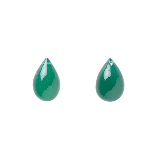 Green onyx 1pkg2, hand-cut top-drilled teardrop bead 12x8mm image number 0