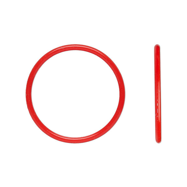 Component, Oh! Ring™, silicone, red, 25mm round with 22mm hole. Sold per pkg of 50. image number 0