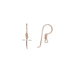 Ear wire fishhook 1pkg50 copper-plated, 21mm flat / 2-3mm balls / open loop, 19 gauge copper 25 pair