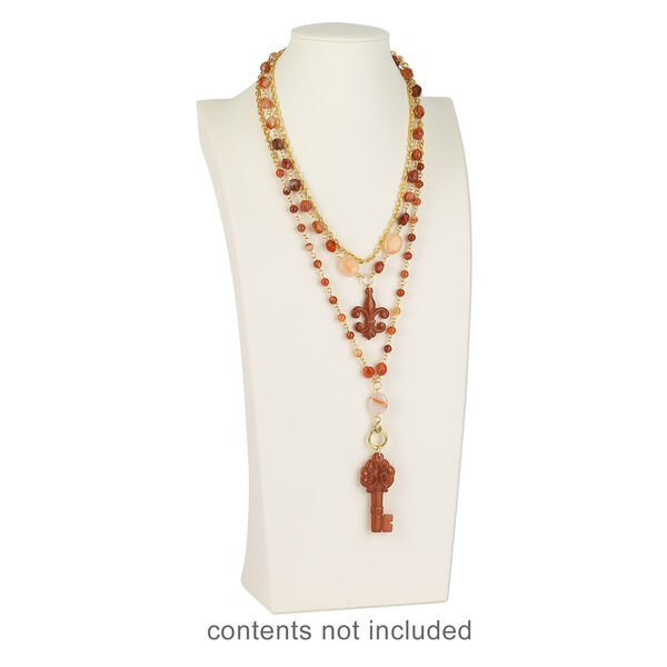 Display, necklace, leatherette, cream, 16-3/4 x 8 x 4-1/2 inches. Sold individually. image number 1