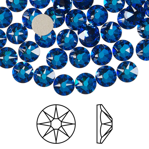 Flat back 144pk crystal Bermuda blue foil back, Crystal Passions® 6.32-6.5mm rose round SS30 2088 image number 0