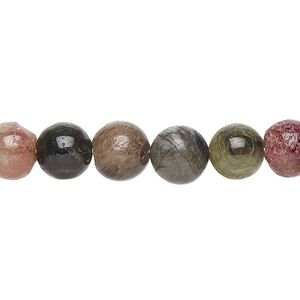 Multi-tourmaline 1pkg1, hand-cut round bead natural 15 inch 8-9mm