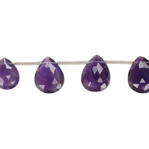 Amethyst 1pkg19, hand-cut top-drilled faceted puffed teardrop bead natural 8.5x6.5mm-10.5x8mm